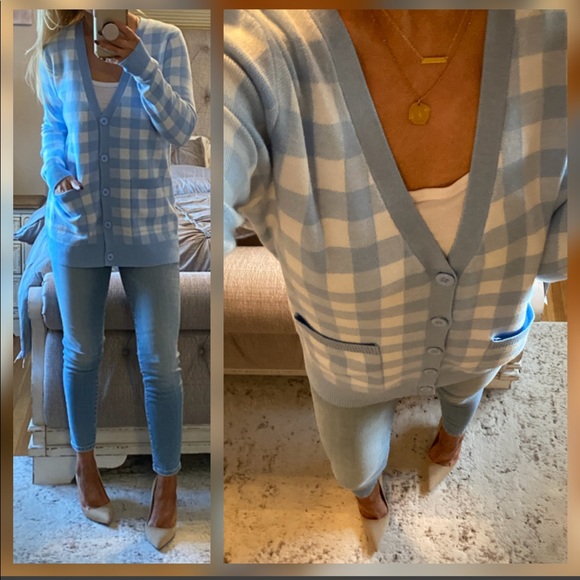 New Color ♥️Gingham pocket cardi sweater - Picture 5 of 13